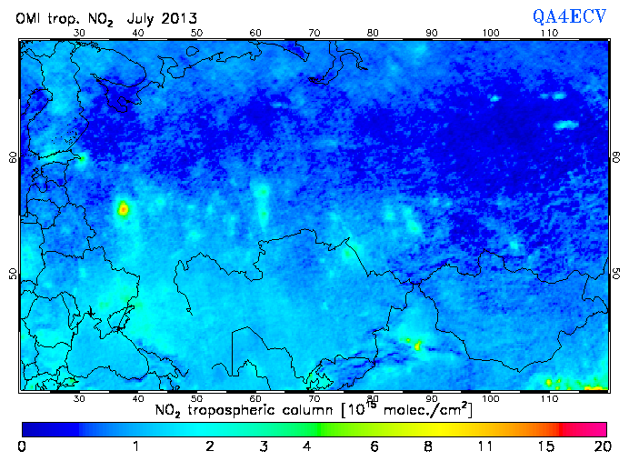 Regional Tropospheric NO2 of July 2013