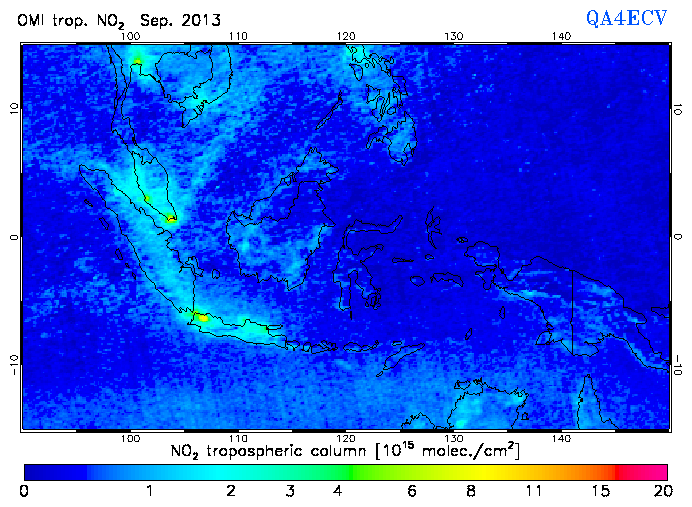 Regional Tropospheric NO2 of September 2013