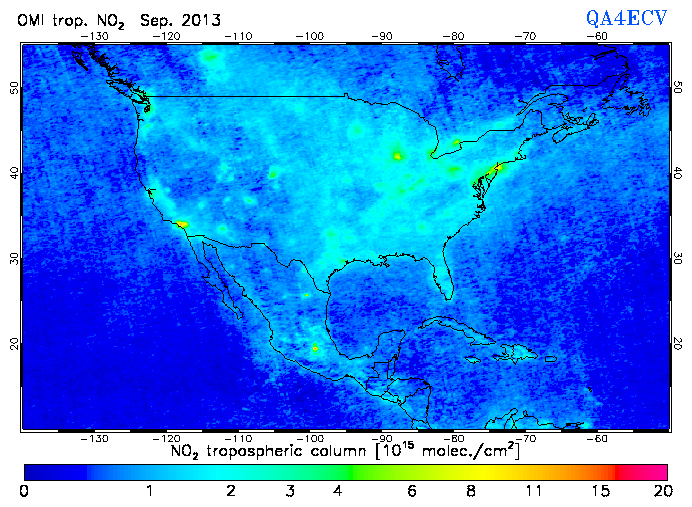 Regional Tropospheric NO2 of September 2013