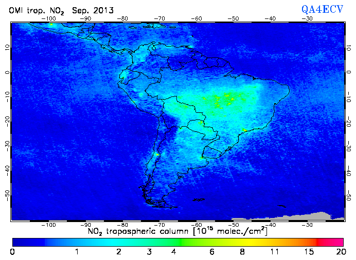 Regional Tropospheric NO2 of September 2013