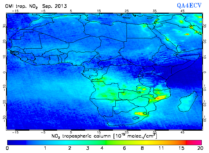 Regional Tropospheric NO2 of September 2013
