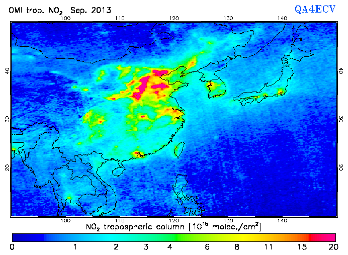 Regional Tropospheric NO2 of September 2013