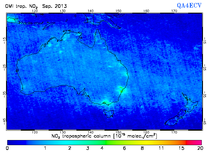 Regional Tropospheric NO2 of September 2013