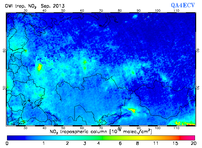 Regional Tropospheric NO2 of September 2013