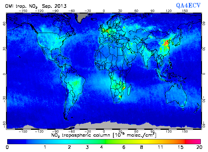 Regional Tropospheric NO2 of September 2013
