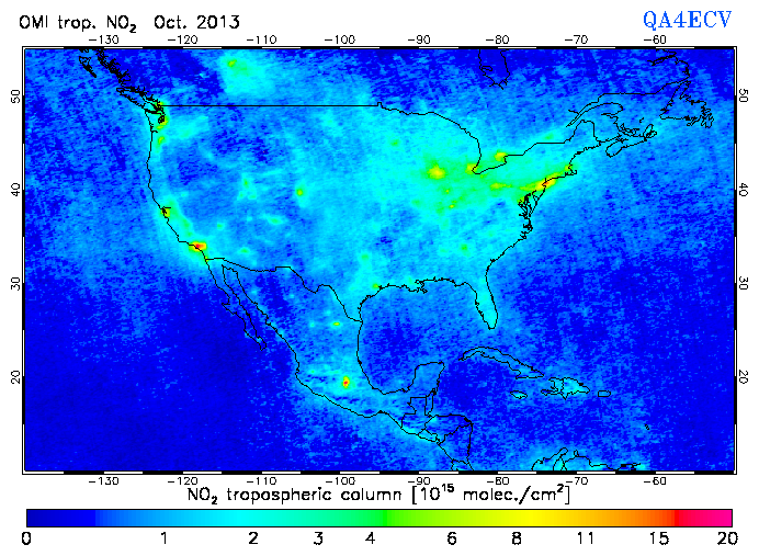 Regional Tropospheric NO2 of October 2013