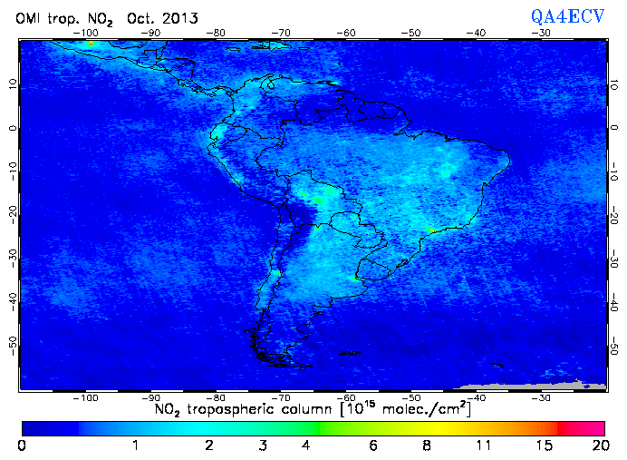Regional Tropospheric NO2 of October 2013