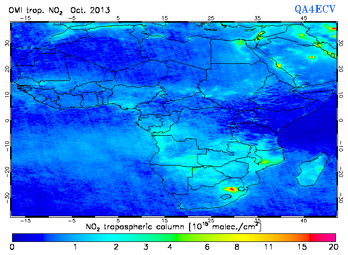 Regional Tropospheric NO2 of October 2013