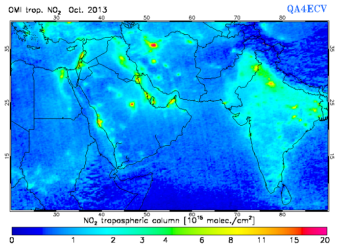 Regional Tropospheric NO2 of October 2013