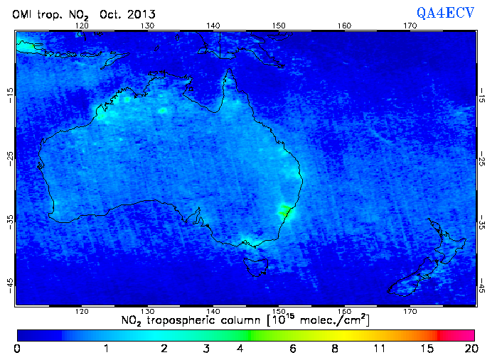 Regional Tropospheric NO2 of October 2013