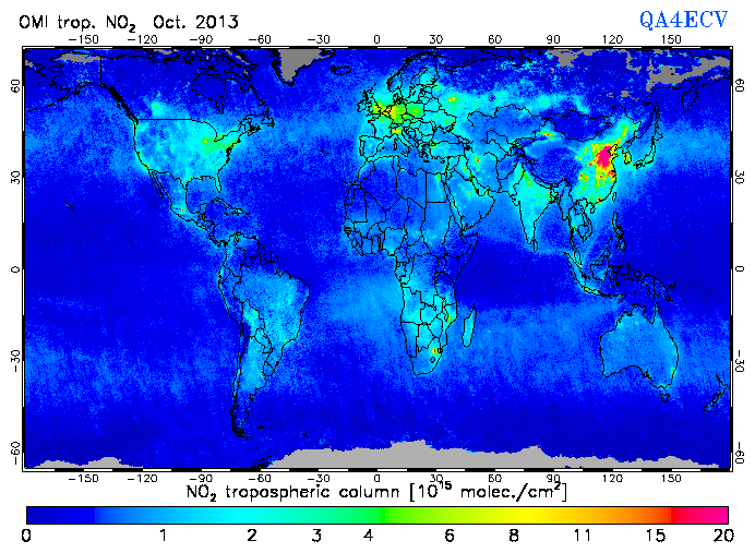Regional Tropospheric NO2 of October 2013