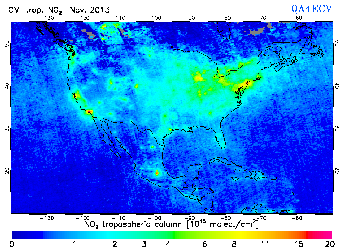 Regional Tropospheric NO2 of November 2013