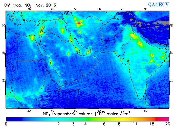 Regional Tropospheric NO2 of November 2013