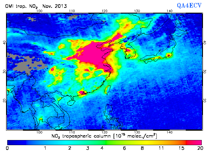 Regional Tropospheric NO2 of November 2013