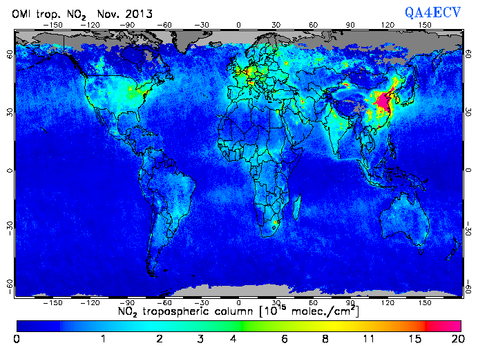 Regional Tropospheric NO2 of November 2013