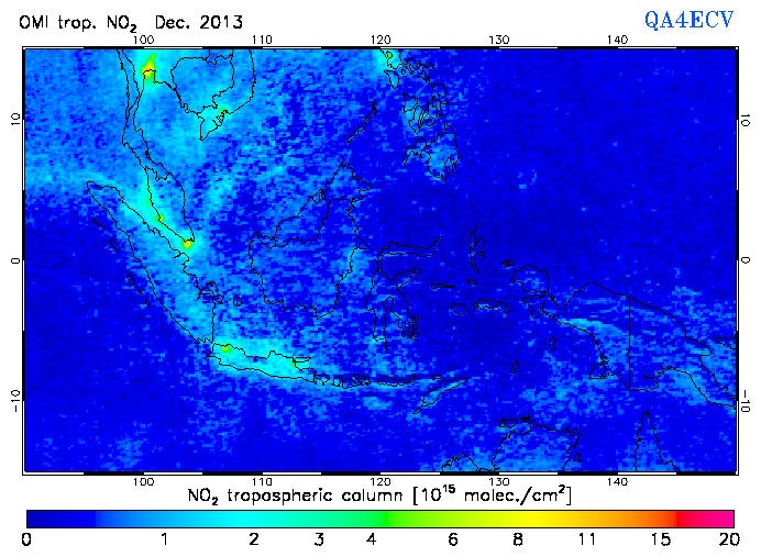 Regional Tropospheric NO2 of December 2013