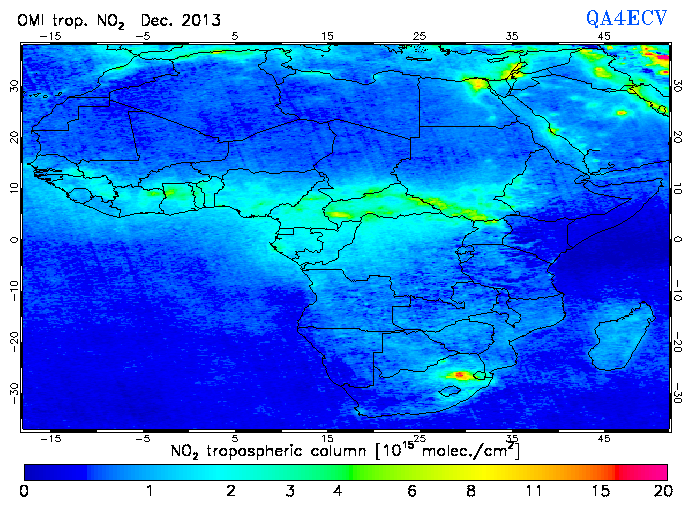 Regional Tropospheric NO2 of December 2013