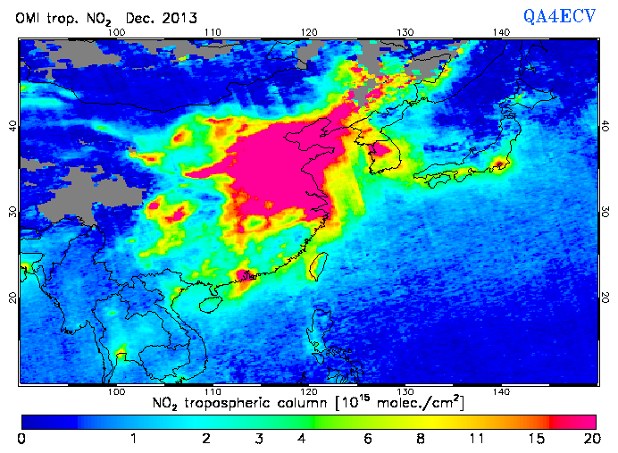 Regional Tropospheric NO2 of December 2013