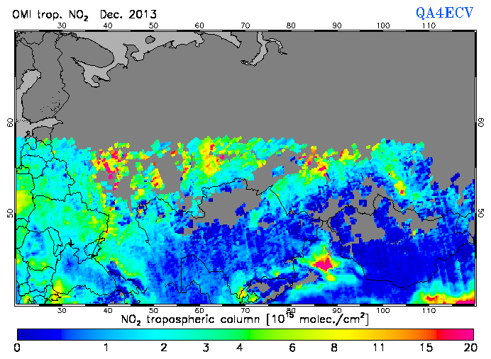 Regional Tropospheric NO2 of December 2013