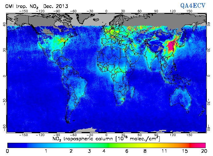 Regional Tropospheric NO2 of December 2013