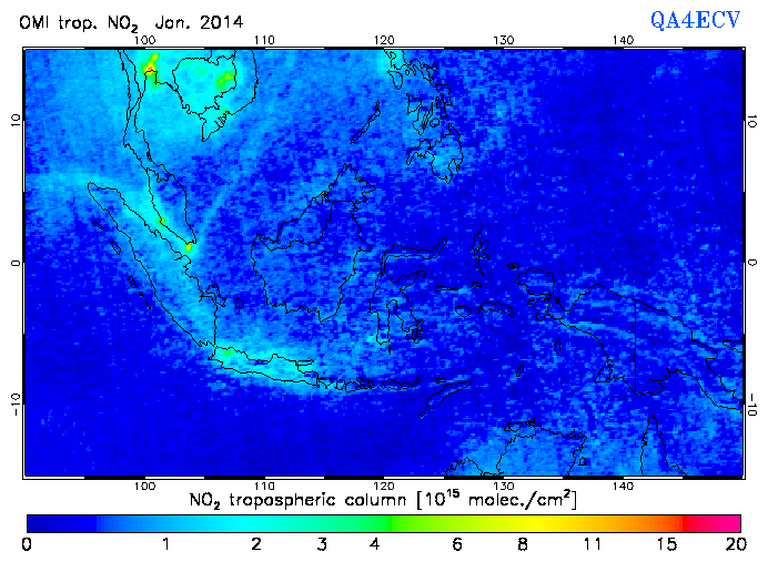 Regional Tropospheric NO2 of January 2014