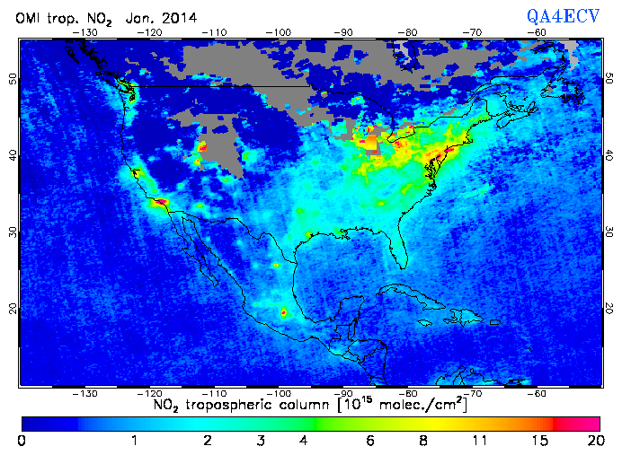 Regional Tropospheric NO2 of January 2014
