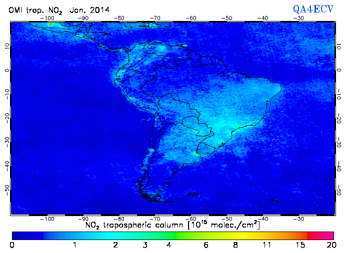 Regional Tropospheric NO2 of January 2014