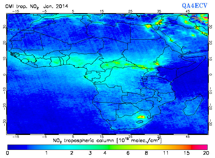 Regional Tropospheric NO2 of January 2014