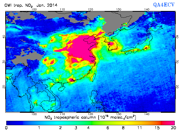 Regional Tropospheric NO2 of January 2014