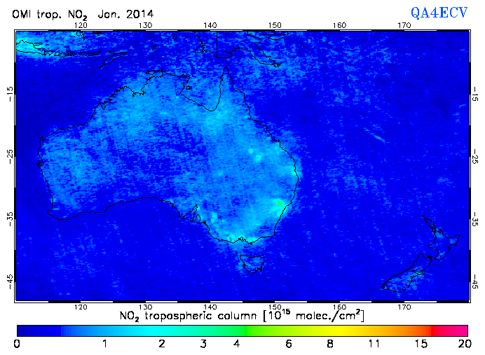 Regional Tropospheric NO2 of January 2014
