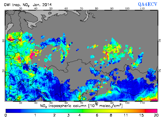 Regional Tropospheric NO2 of January 2014