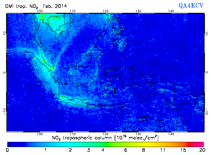 Regional Tropospheric NO2 of February 2014