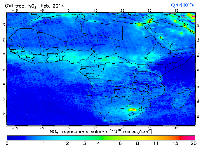 Regional Tropospheric NO2 of February 2014