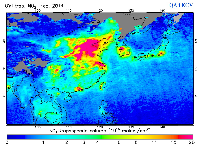 Regional Tropospheric NO2 of February 2014
