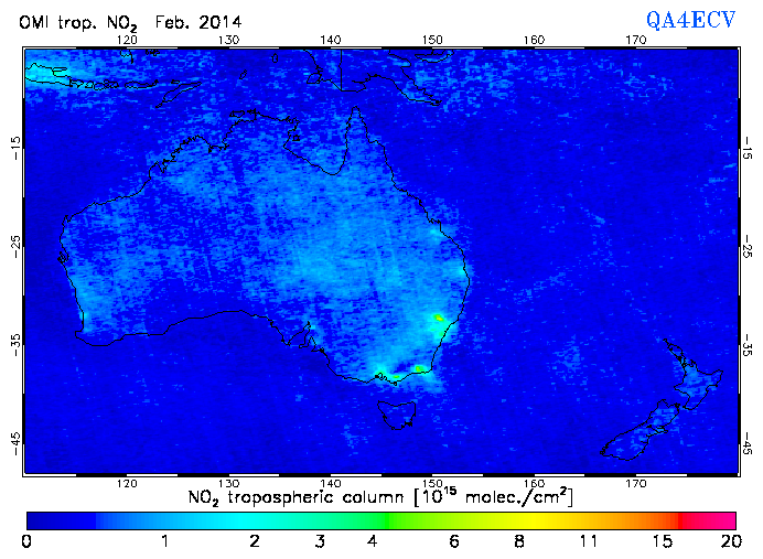 Regional Tropospheric NO2 of February 2014