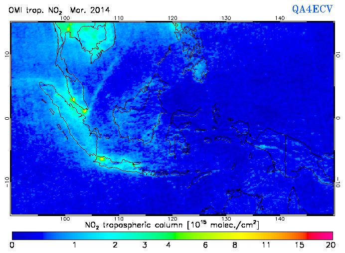 Regional Tropospheric NO2 of March 2014