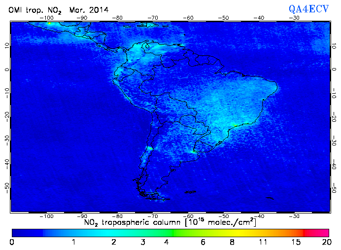 Regional Tropospheric NO2 of March 2014