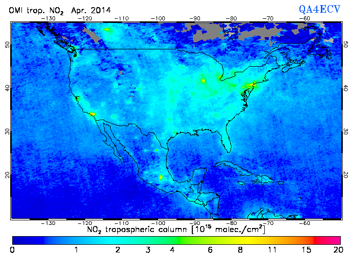 Regional Tropospheric NO2 of April 2014