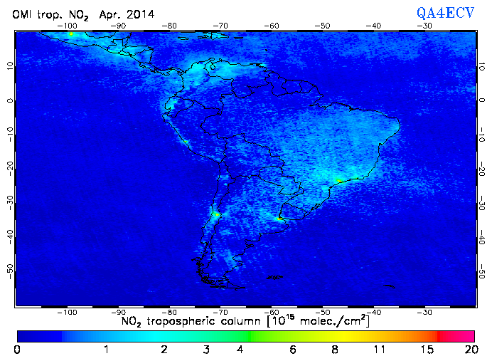 Regional Tropospheric NO2 of April 2014