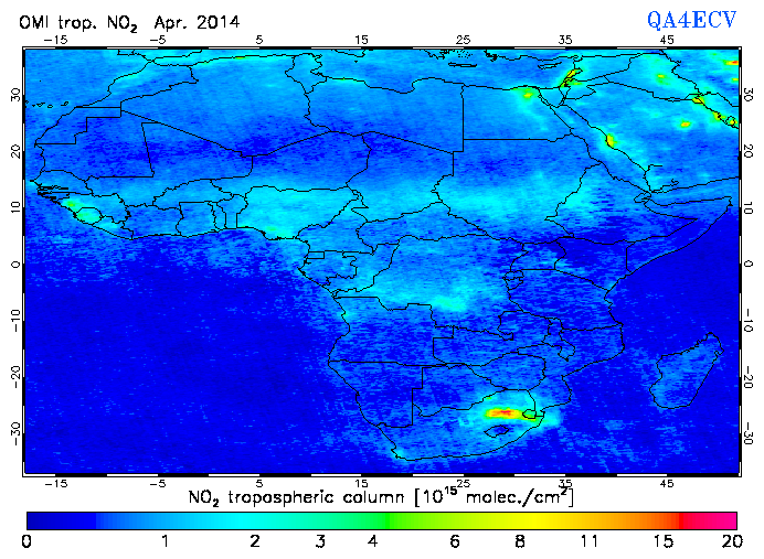 Regional Tropospheric NO2 of April 2014