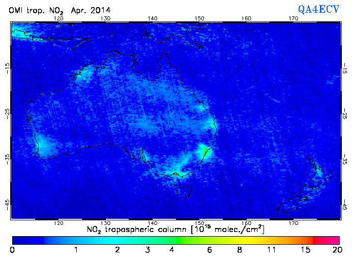 Regional Tropospheric NO2 of April 2014
