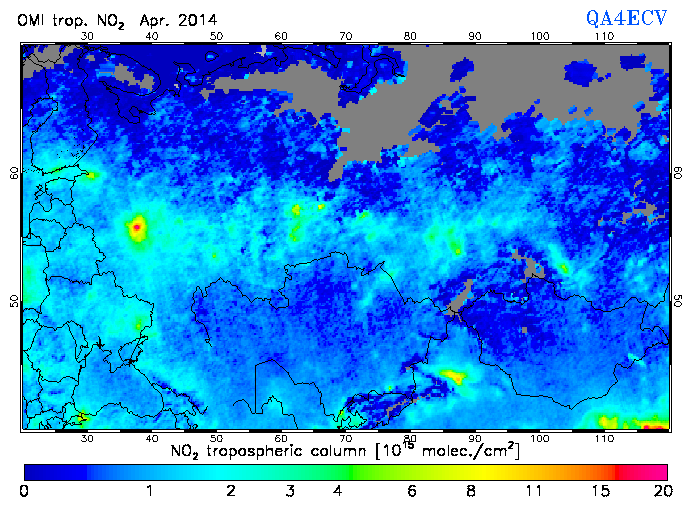 Regional Tropospheric NO2 of April 2014