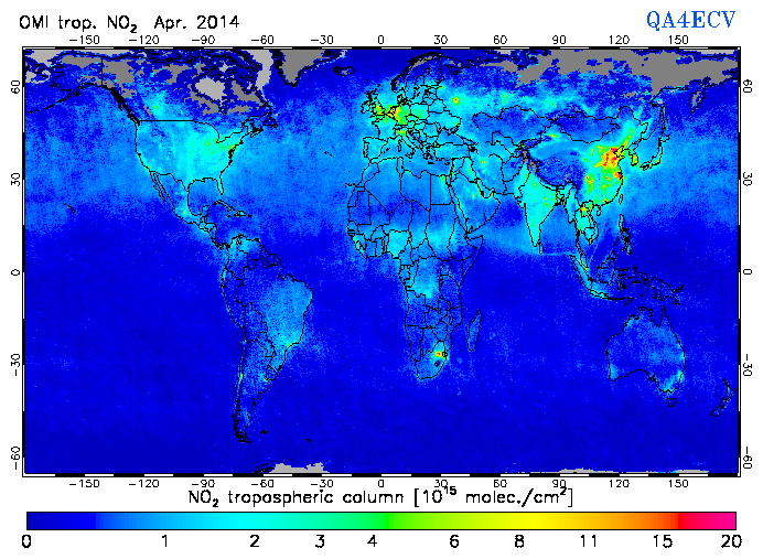 Regional Tropospheric NO2 of April 2014