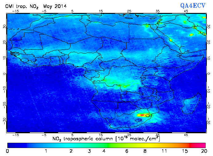 Regional Tropospheric NO2 of May 2014