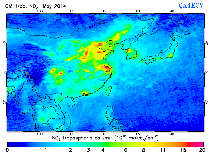 Regional Tropospheric NO2 of May 2014