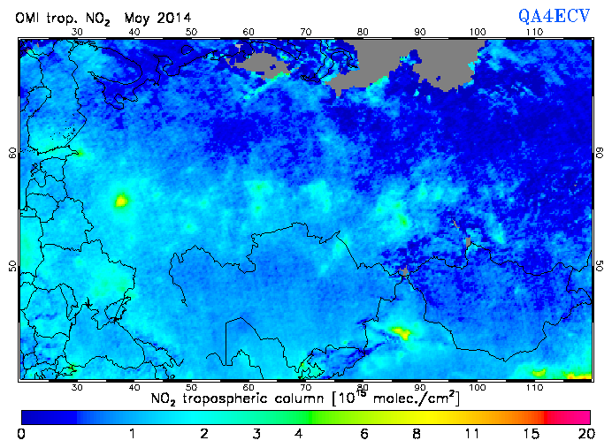 Regional Tropospheric NO2 of May 2014