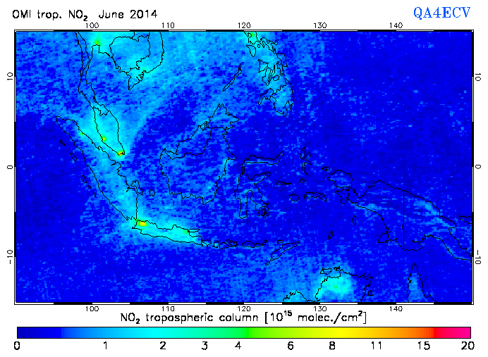 Regional Tropospheric NO2 of June 2014
