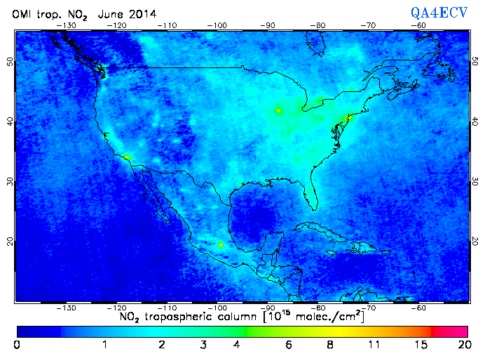 Regional Tropospheric NO2 of June 2014