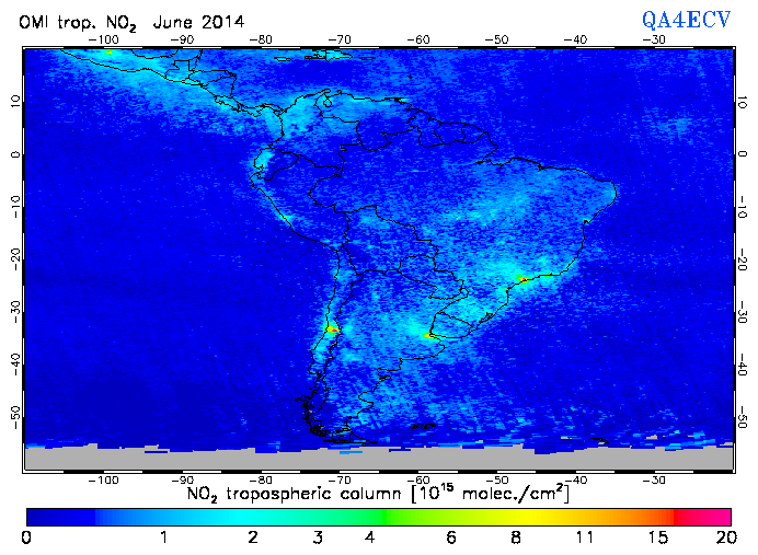 Regional Tropospheric NO2 of June 2014