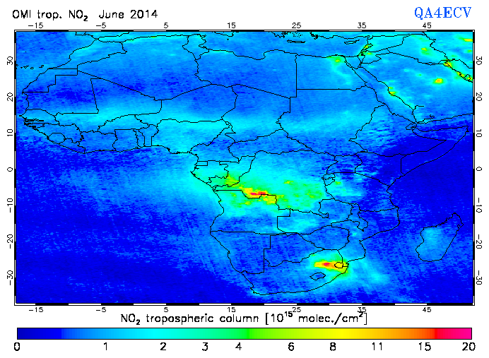 Regional Tropospheric NO2 of June 2014
